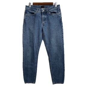 Asket Jeans Mens 30x30 Slim Fit The Washed Denim Jeans Preppy Italy Button Fly